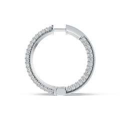 Sterling Silver Hoop Earrings with White Topaz or Moissanite DHJ