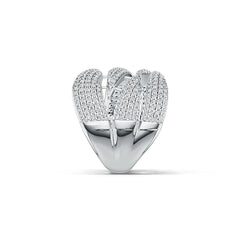 Sterling Silver Cluster Cocktail Ring with White Topaz or Moissanite DHJ