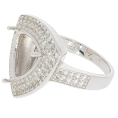 14K Gold Semi Mount Ring Setting TRI 12X12mm Double Halo Diamond Accent DHJ