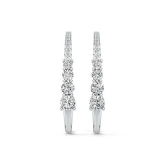 Sterling Silver Hoop Earrings with White Topaz or Moissanite DHJ