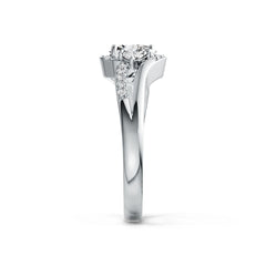 18K Gold Semi Mount Ring Setting Oval OV 7X5mm 3 Stones Bypass Ring Diamond Accent DHJ