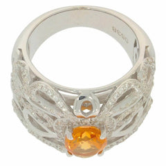 Platinum Semi Mount Ring Setting OV 9x7mm Dome Ring White Topaz Diamond Accent DHJ