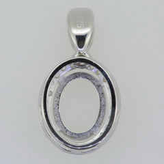 18K Gold Semi Mount Pendant Setting Oval OV 10x8mm Halo Diamond Accent Syzjewelry