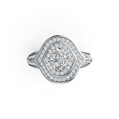 18K Gold Semi Mount Ring Setting Oval OV 7X5mm Diamond Accent DHJ