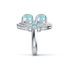 Sterling Silver Semi Mount Ring Setting Oval OV 9X7mm PE 5X4mm RD 3X3mm Cabochon DHJ