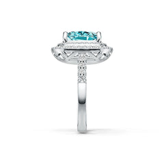 Sterling Silver Semi Mount Ring Setting Cushion CU 10x10 Halo with White Topaz or Moissanite Syzjewelry