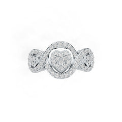 10K Gold Ring with or Moissanite Heart Theme Twisted Band Moissanite Accent DHJ
