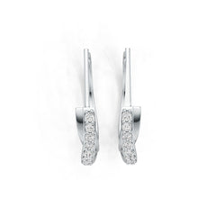 10K Gold Earrings Open Hoop with White Topaz or Moissanite Moissanite Accent DHJ