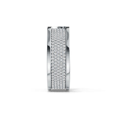 Sterling Silver Men's Wide Band Ring with White Topaz or Moissanite DHJ