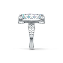 Sterling Silver Semi Mount Ring Setting Oval OV 16X12mm Cabochon Art Deco Style DHJ