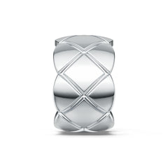 Sterling Silver Band Ring 13mm Wide with Pattern DHJ