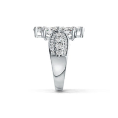 Platinum Semi Mount Ring Setting Oval OV 6X4mm with White Topaz Diamond Accent DHJ