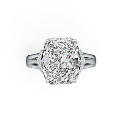 10K Gold Semi Mount Ring Setting Cushion CU 14X12mm Moissanite Accent DHJ