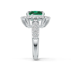 Platinum Semi Mount Ring Setting Cushion CU 10x10mm Halo Diamond Accent Syzjewelry