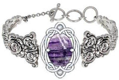 14K Gold Semi Mount Bracelet Setting Oval OV 18X13mm Cabochon Filigree Art Nouveau Style Diamond Accent DHJ