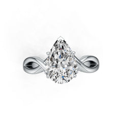 Platinum Semi Mount Ring Setting Pear PE 12X8mm Twist Shank DHJ