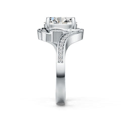 Sterling Silver Semi Mount Ring Setting Oval OV 8X10mm Floral Theme w/ White Topaz DHJ
