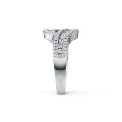 Sterling Silver Milti-Row Wave Ring with White Topaz or Moissanite DHJ