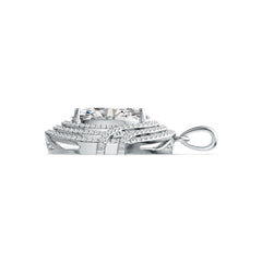 Platinum Semi Mount Pendant Setting Oval OV 14X10mm Triple Halo Diamond Accent DHJ