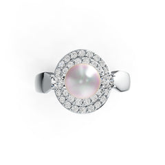 18K Gold Semi Mount Ring Setting Round RD 8x8mm Diamond Accent DHJ