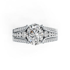14K Gold Semi Mount Ring Setting Oval OV 9x7mm Diamond Accent DHJ