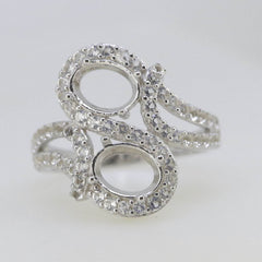 10K Gold Semi Mount Ring Setting OV8X6 mm Moissanite Accent Syzjewelry