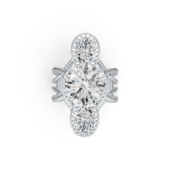 Platinum Semi Mount Ring Setting Round RD 12x12mm OV 8x6mm DHJ