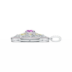 Platinum Semi Mount Pendant Setting Oval OV 8X6mm MQ 5X2.5mm Diamond Accent DHJ