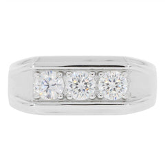 Men's Platinum Semi Mount Ring Setting RD 4x4mm 3 Stone Ring Diamond Accent Syzjewelry