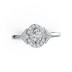 14K Gold Semi Mount Ring Setting Oval OV 7X5mm Diamond Accent DHJ