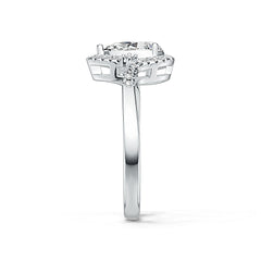 Side view of sterling silver pear 9.5x6mm semi mount ring showing raised prongs and smooth shank