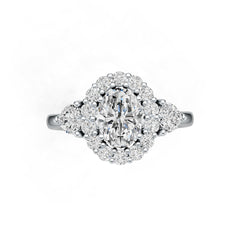 Platinum Semi Mount Ring Setting Oval OV 8X6mm HT 4X4mm Diamond Accent DHJ