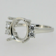 Platinum Semi Mount Ring Setting OV 12x10mm Diamond Accent Syzjewelry