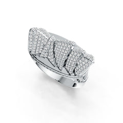 18K Gold Ring Sydney Opera House Theme with White Topaz or Moissanite Diamond Accent DHJ