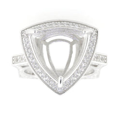 10K Gold Semi Mount Ring Setting Trillion Tri 15x15mm Euro Shank Style Moissanite Accent Syzjewelry