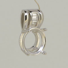 Platinum Semi Mount Pendant Setting Round RD 10x10mm Diamond Accent Syzjewelry