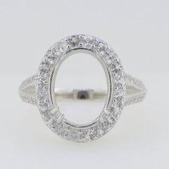 10K Gold Semi Mount Ring Setting Oval OV 13X10mm Halo Split Shank Moissanite Accent Syzjewelry