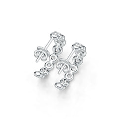 18K Gold Bezel Hoop Earrings with White Topaz or Moissanite Diamond Accent DHJ