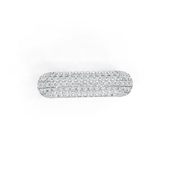 Platinum Ring Pave Square Ring with White Topaz or Moissanite Diamond Accent DHJ