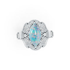 18K Gold Semi Mount Ring Setting Marquise MQ 14X7mm Cabochon Diamond Accent DHJ