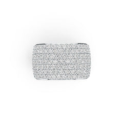 18K Gold Pave Ring Multi-Row with White Topaz or Moissanite Diamond Accent DHJ