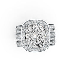 18K Gold Semi Mount Ring Setting Cushion CU 12X10mm with Diamond Accent DHJ