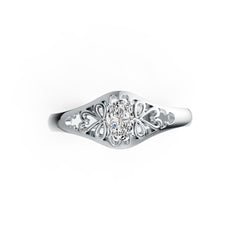 18K Gold Semi Mount Ring Setting Oval OV 6X4mm Solitaire Open Filigree DHJ