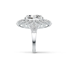 14K Gold Semi Mount Ring Setting Oval OV 16X12mm Flower Theme Diamond Accent DHJ