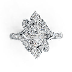 18K Gold Semi Mount Ring Setting Pear PE 5X3mm Diamond Accent DHJ