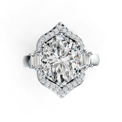 Platinum Semi Mount Ring Setting Oval OV 12X10mm Diamond Accent DHJ