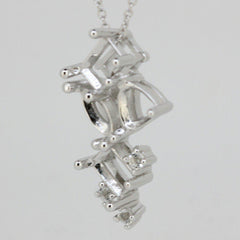 Platinum Semi Mount Pendant Setting Oct 7x5 HT 7x7 & MQ8x4 Multi Stone Diamond Accent Syzjewelry