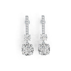 10K Gold Semi Mount Earrings Setting Cushion CU 10X10mm RD 6X6mm Moissanite Accent DHJ