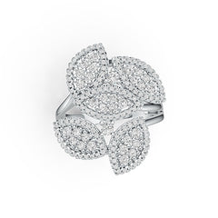 Platinum Ring 5 Leaves Theme with or Moissanite Diamond Accent DHJ