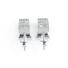 Sterling Silver Semi Mount Earrings Setting Princess SQ 3X3mm DHJ